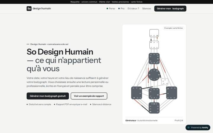 Aperçu : site singulier autour du Design Humain